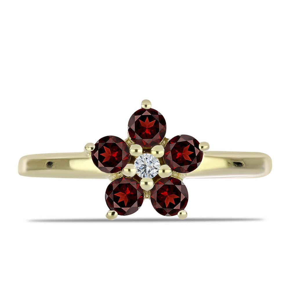 Pozlacené Stříbro 925/1000 - Prsten s Bartonským Granátem a Bílým Topazem - Karátové číslo: 0.69. přibližná hmotnost: 2.2 gramů