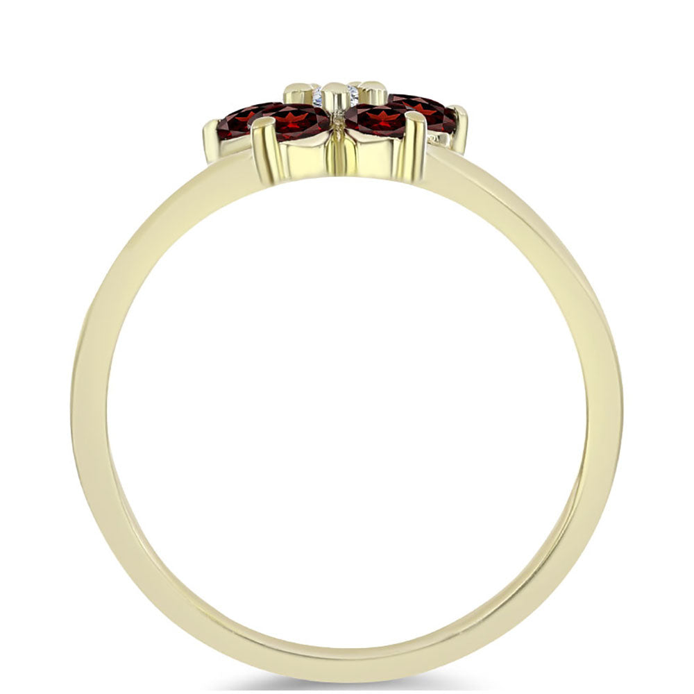 Pozlacené Stříbro 925/1000 - Prsten s Bartonským Granátem a Bílým Topazem - Karátové číslo: 0.69. přibližná hmotnost: 2.2 gramů