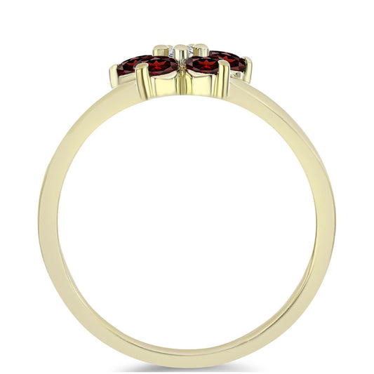 Pozlacené Stříbro 925/1000 - Prsten s Bartonským Granátem a Bílým Topazem - Karátové číslo: 0.69. přibližná hmotnost: 2.2 gramů