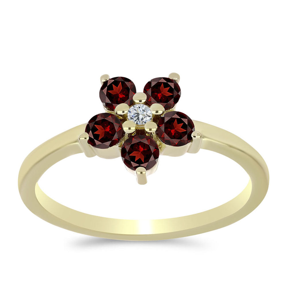 Pozlacené Stříbro 925/1000 - Prsten s Bartonským Granátem a Bílým Topazem - Karátové číslo: 0.69. přibližná hmotnost: 2.2 gramů 3 