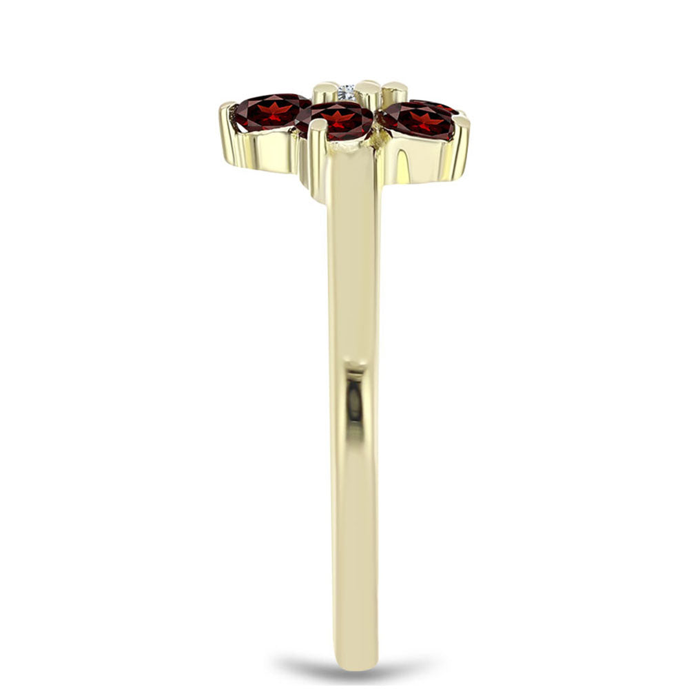 Pozlacené Stříbro 925/1000 - Prsten s Bartonským Granátem a Bílým Topazem - Karátové číslo: 0.69. přibližná hmotnost: 2.2 gramů