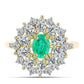 Pozlacený Stříbrný Prsten s Kolumbijským Smaragdem a Bílým Diamantem