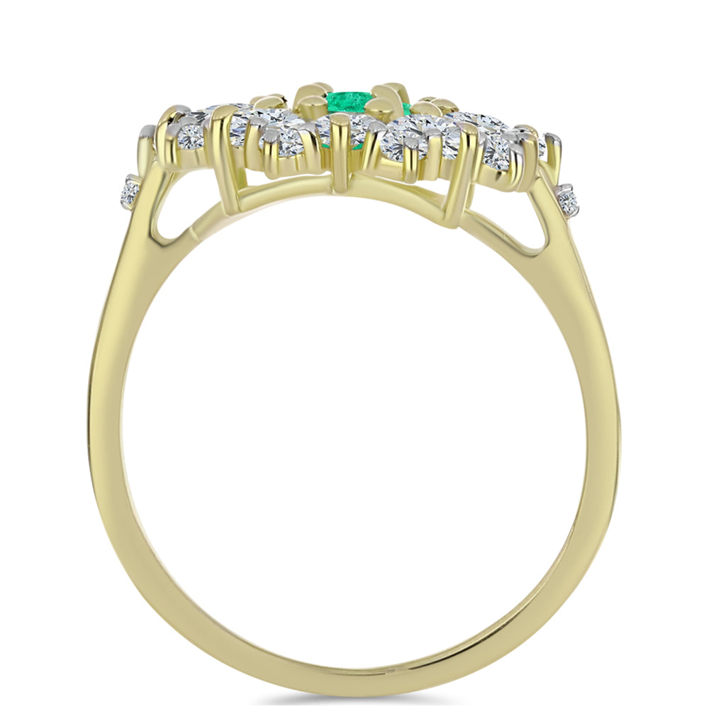 Pozlacený Stříbrný Prsten s Kolumbijským Smaragdem a Bílým Diamantem 2 