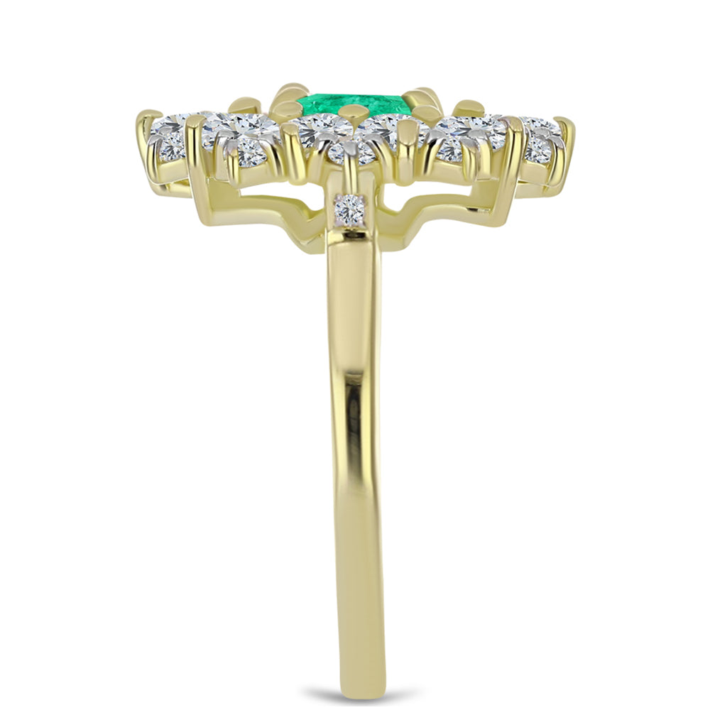 Pozlacený Stříbrný Prsten s Kolumbijským Smaragdem a Bílým Diamantem 4 