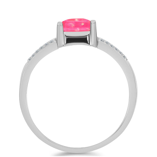 Stříbrný Prsten s Růžovým Opálem z Lega Dembi a Bílým Topazem