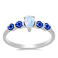 Stříbrný Prsten s Australským Modrým Safírem a Duhovým Měsíčním Kamenem