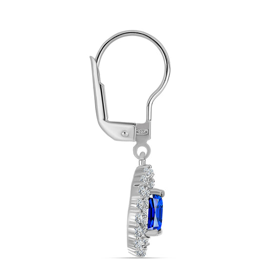 Stříbrné Náušnice s Australským Modrým Safírem a Bílým Topazem