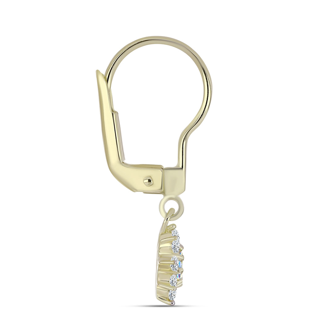 Pozlacené stříbro 925/1000 Náušnice s Ledovým Moissanitem a Bílým Topazem - Karátové číslo: 0.65. přibližná hmotnost: 1.58 gramů 2 