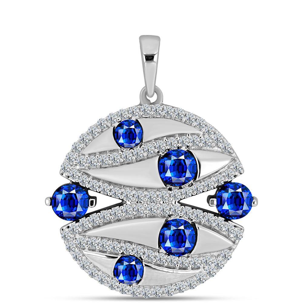 Stříbro 925/1000 Přívěsek s Australským Modrým Safírem a Bílým Topazem - Karátové číslo: 2.6. přibližná hmotnost: 4.84 gramů 1 