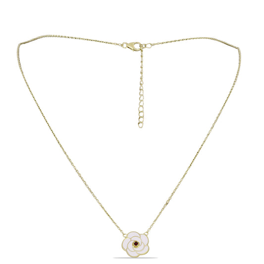 Pozlacené Stříbro 925/1000 - Náhrdelník s Bartonským Granátem - Karátové číslo: 0.05. přibližná hmotnost: 4.02 gramů