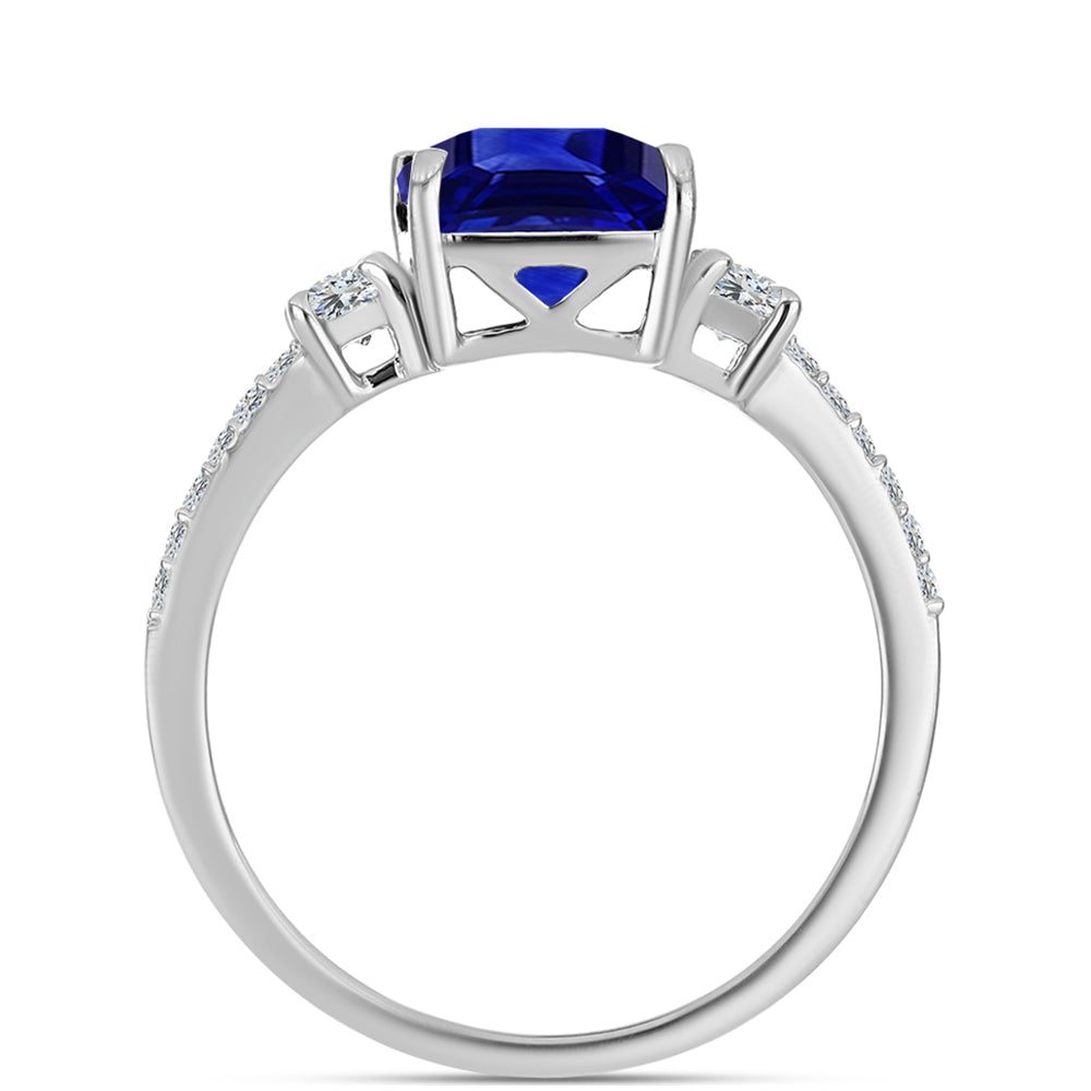 Stříbrný Prsten s Australským Modrým Safírem a Bílým Topazem