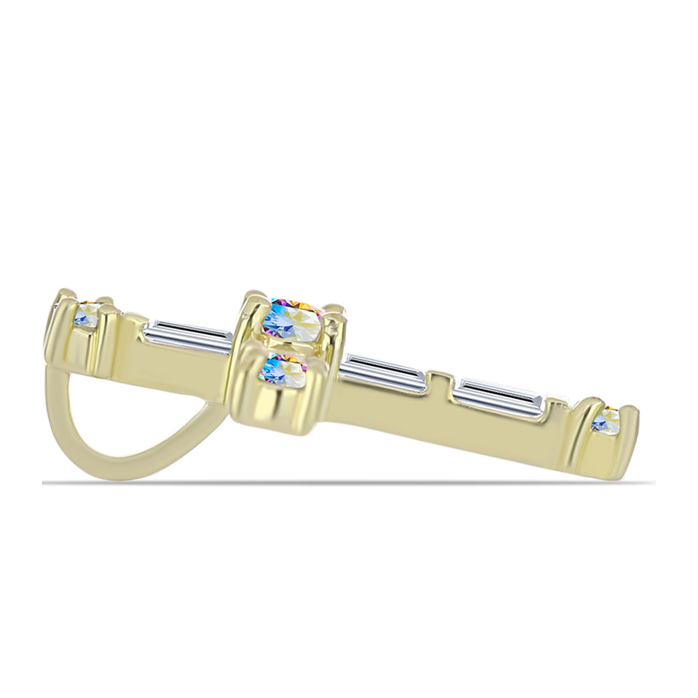 Pozlacené Stříbro 925/1000 - Přívěsek s Ledovým Moissanitem a Bílým Zirkonem - Karátové číslo: 0.63. přibližná hmotnost: 1.06 gramů