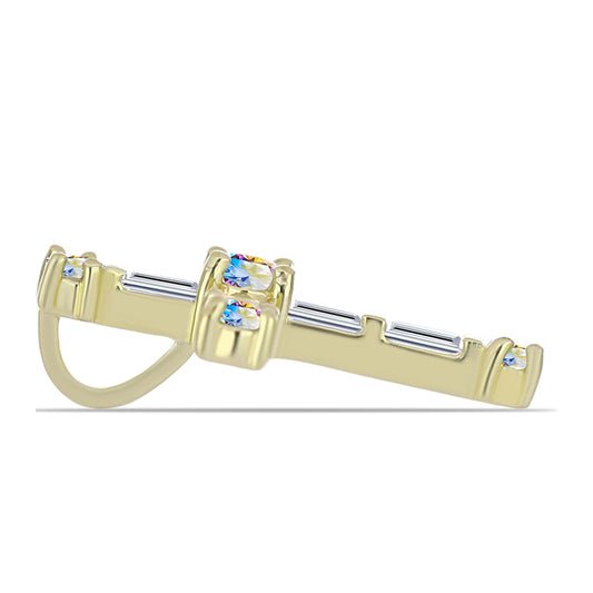 Pozlacené Stříbro 925/1000 - Přívěsek s Ledovým Moissanitem a Bílým Zirkonem - Karátové číslo: 0.63. přibližná hmotnost: 1.06 gramů