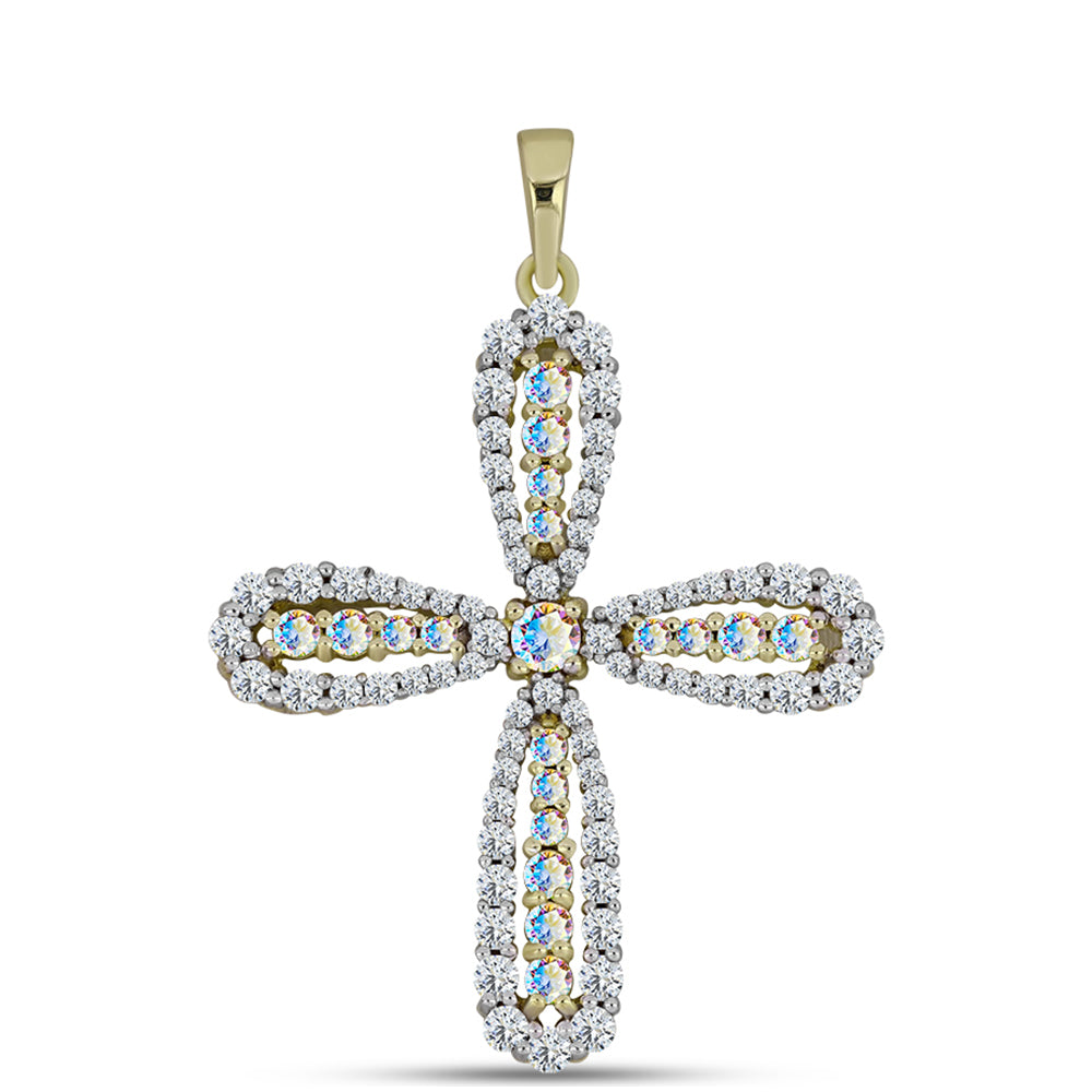 Pozlacené Stříbro 925/1000 - Přívěsek s Ledovým Moissanitem a Bílým Topazem - Karátové číslo: 1.69. přibližná hmotnost: 2.84 gramů