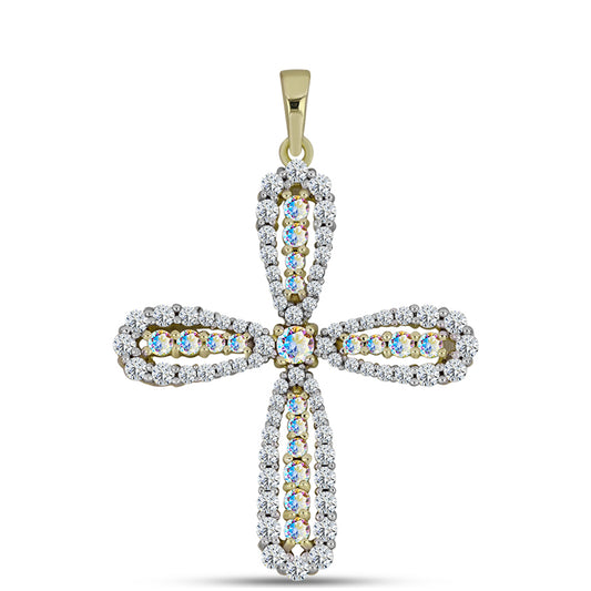 Pozlacené Stříbro 925/1000 - Přívěsek s Ledovým Moissanitem a Bílým Topazem - Karátové číslo: 1.69. přibližná hmotnost: 2.84 gramů