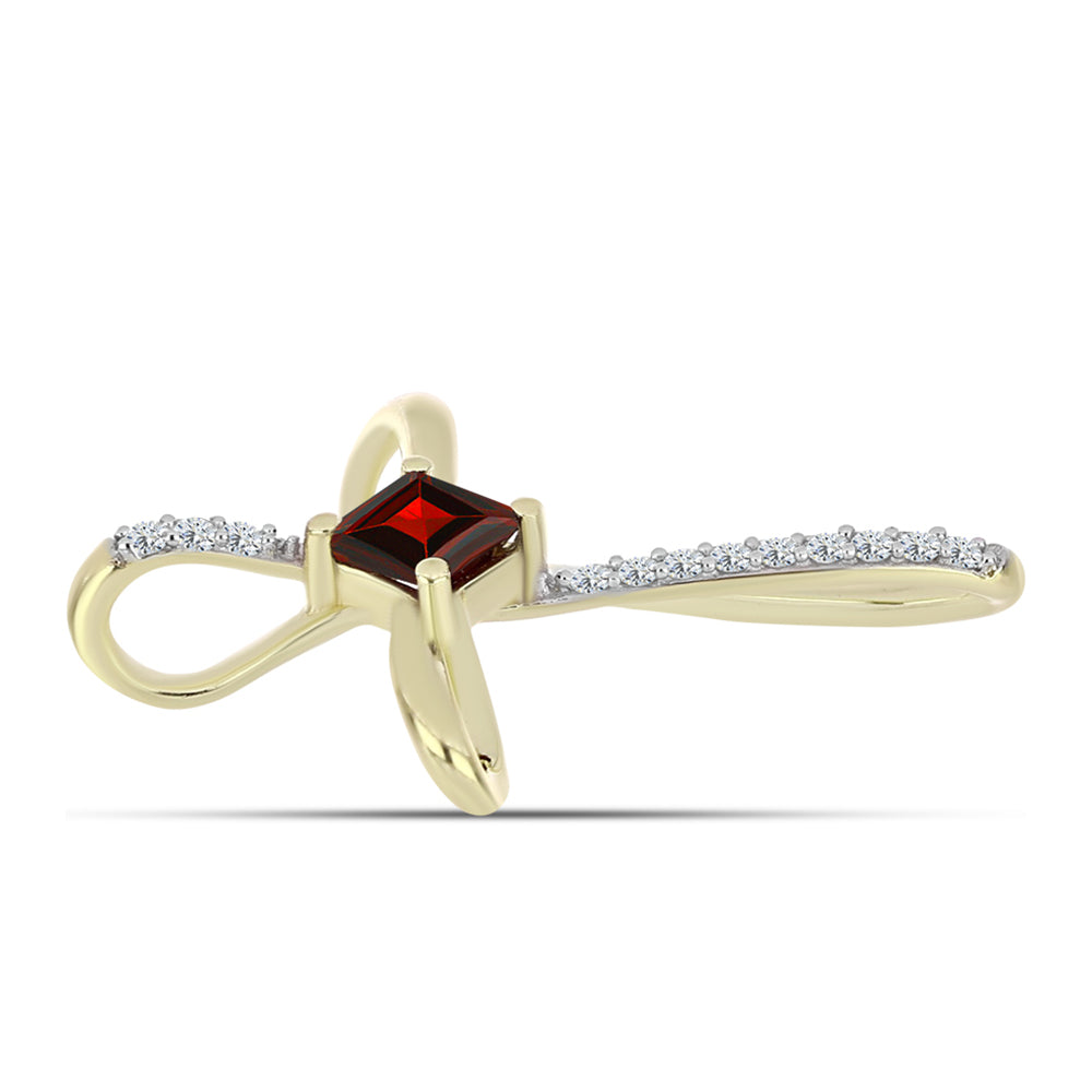 Pozlacené Stříbro 925/1000 - Přívěsek s Bartonským Granátem a Bílým Topazem - Karátové číslo: 0.54. přibližná hmotnost: 1.36 gramů