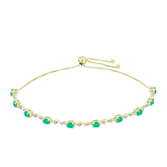 Pozlacené stříbro 925/1000 Náramek s Kolumbijským Smaragdem a Bílým Diamantem - Karátové číslo: 1.81. přibližná hmotnost: 5.42 gramů