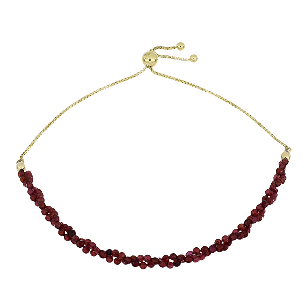 Pozlacené Stříbro 925/1000 - Náramek s Bartonským Granátem - Karátové číslo: 15.02. přibližná hmotnost: 4.75 gramů