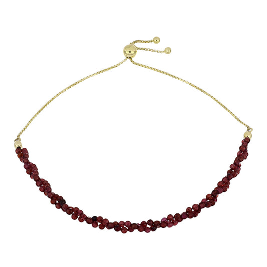 Pozlacené Stříbro 925/1000 - Náramek s Bartonským Granátem - Karátové číslo: 15.02. přibližná hmotnost: 4.75 gramů