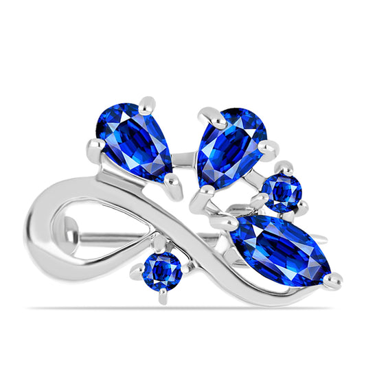 Stříbro 925/1000 - Brož s Australským Modrým Safírem - Karátové číslo: 1.11. přibližná hmotnost: 1.67 gramů