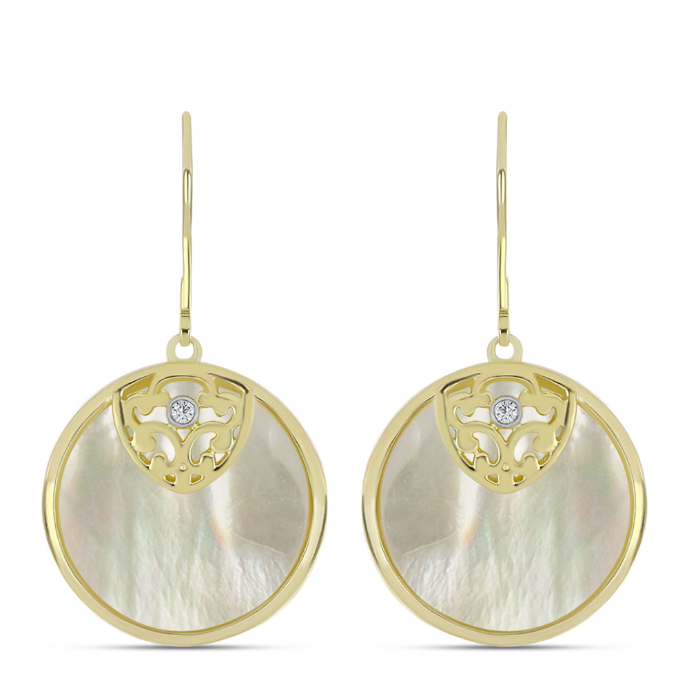 Pozlacené Stříbro 925/1000 - Náušnice s Lasturou a Bílým Topazem - Karátové číslo: 14.67. přibližná hmotnost: 8.9 gramů 1 