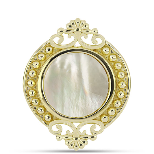 Pozlacené Stříbro 925/1000 - Prsten s Lasturou - Karátové číslo: 4.31. přibližná hmotnost: 9.5 gramů