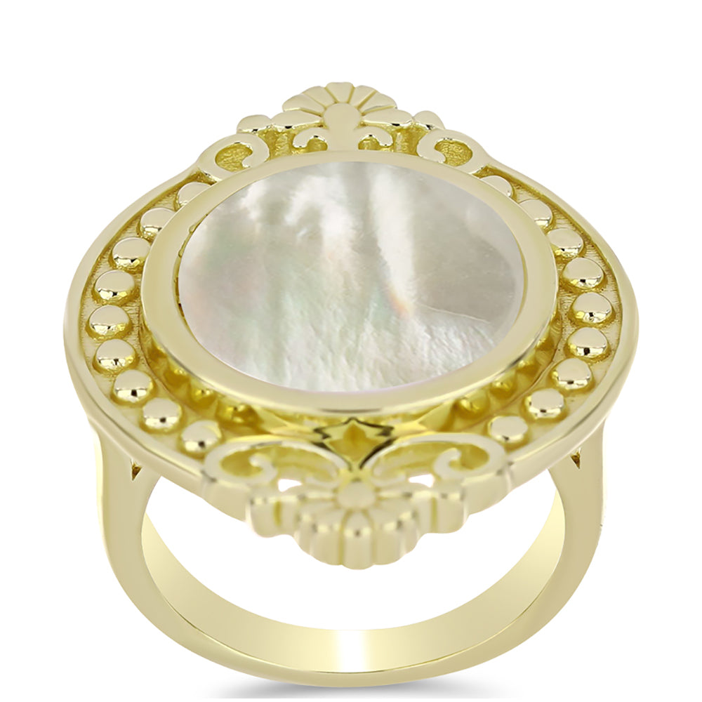 Pozlacené Stříbro 925/1000 - Prsten s Lasturou - Karátové číslo: 4.31. přibližná hmotnost: 9.5 gramů 3 