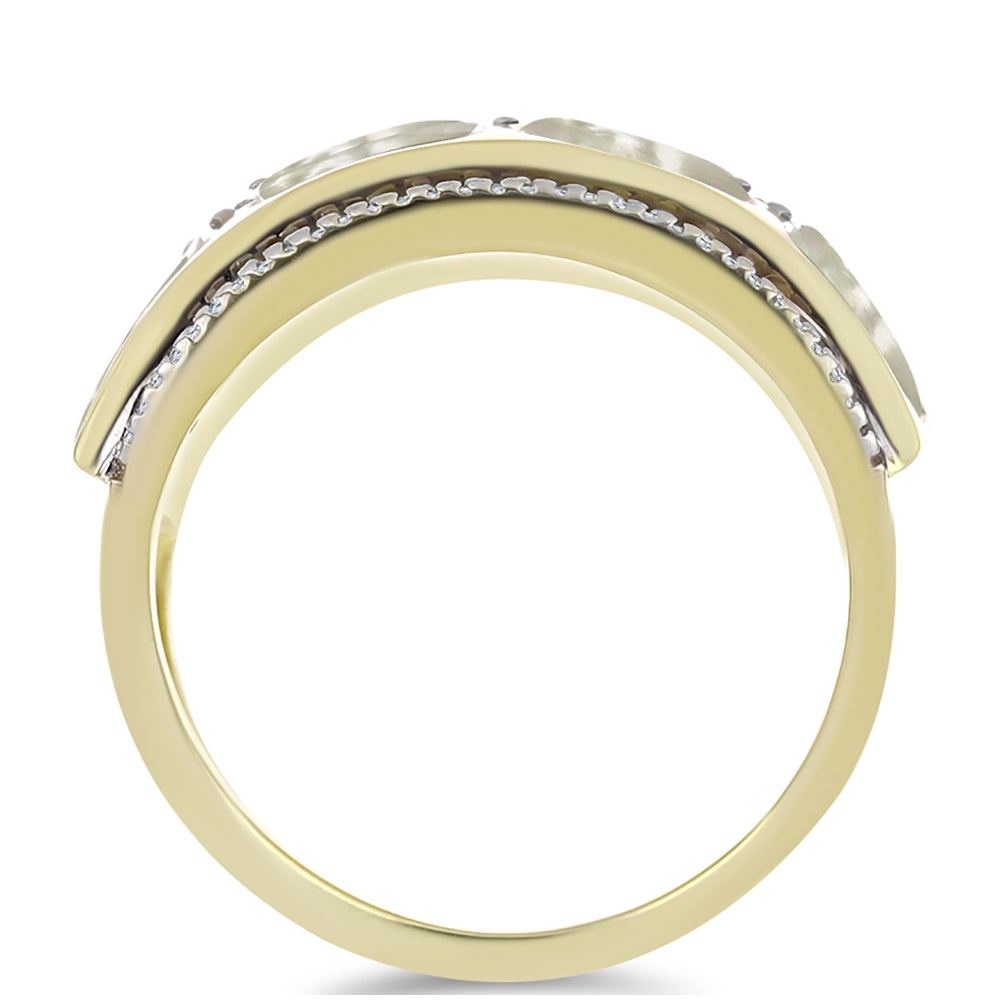 Pozlacené Stříbro 925/1000 - Prsten s Lasturou a Bílým Topazem - Karátové číslo: 6.7. přibližná hmotnost: 11.67 gramů