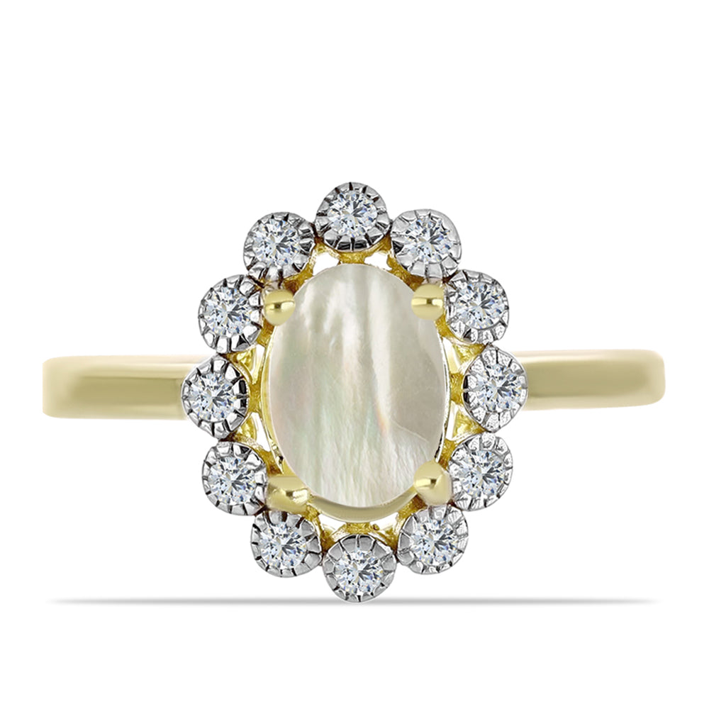 Pozlacené Stříbro 925/1000 - Prsten s Lasturou a Bílým Topazem - Karátové číslo: 1.14. přibližná hmotnost: 2.67 gramů 1 