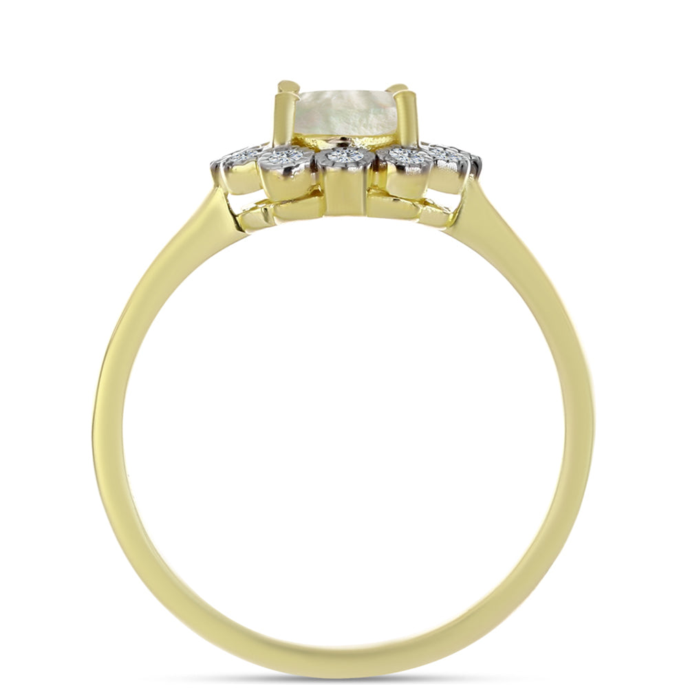 Pozlacené Stříbro 925/1000 - Prsten s Lasturou a Bílým Topazem - Karátové číslo: 1.14. přibližná hmotnost: 2.67 gramů 2 