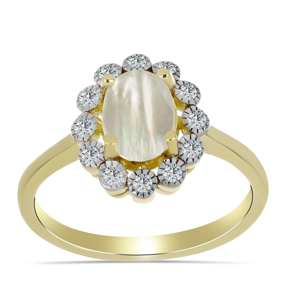 Pozlacené Stříbro 925/1000 - Prsten s Lasturou a Bílým Topazem - Karátové číslo: 1.14. přibližná hmotnost: 2.67 gramů 3 