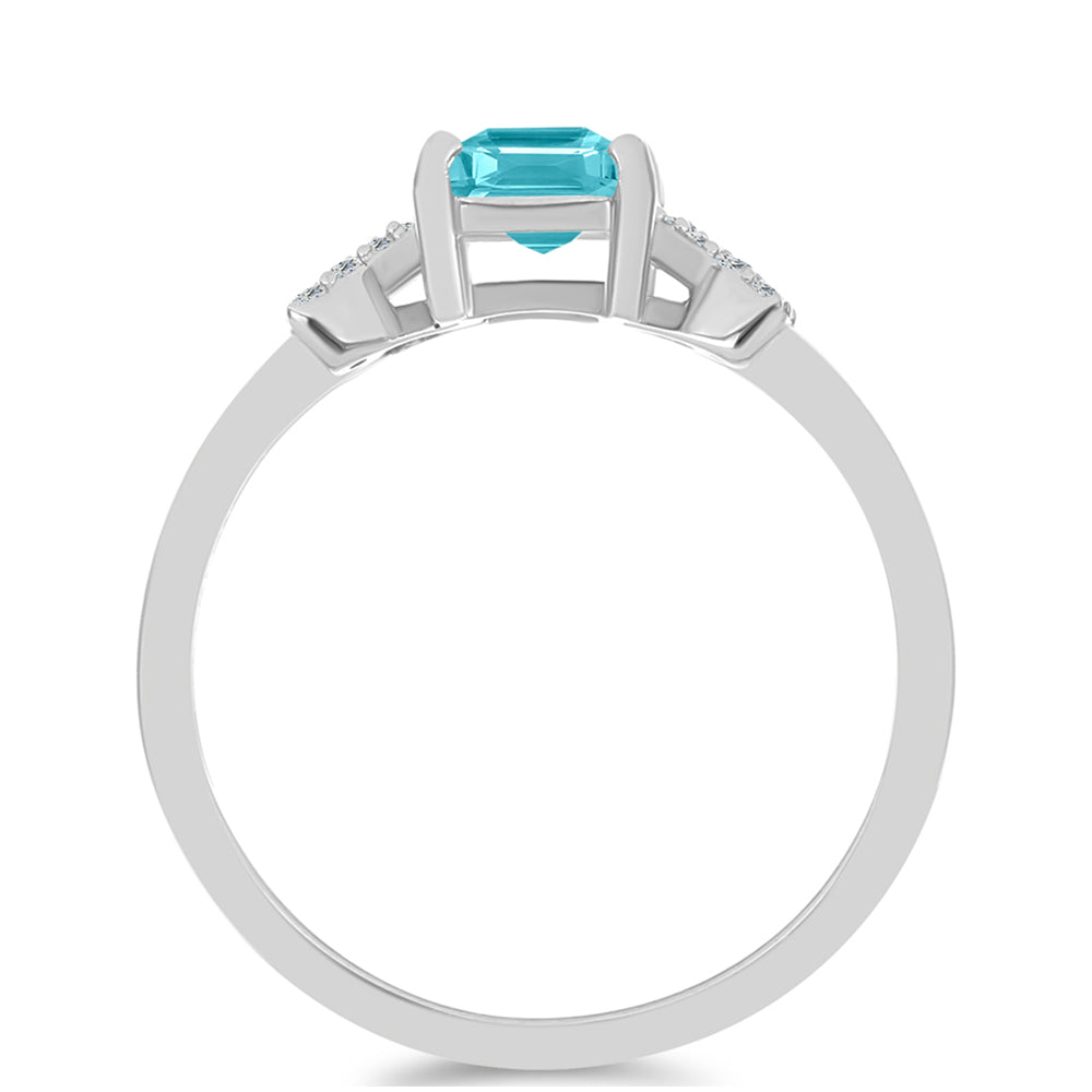 Stříbro 925/1000 - Prsten s Paraiba Křemenem a Bílým Topazem - Karátové číslo: 0.93. přibližná hmotnost: 2.31 gramů 2 