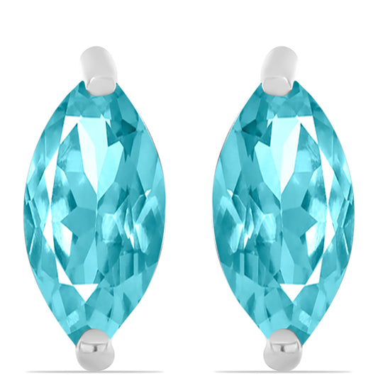 Stříbro 925/1000 - Náušnice s Paraiba Křemenem - Karátové číslo: 0.88. přibližná hmotnost: 1.38 gramů