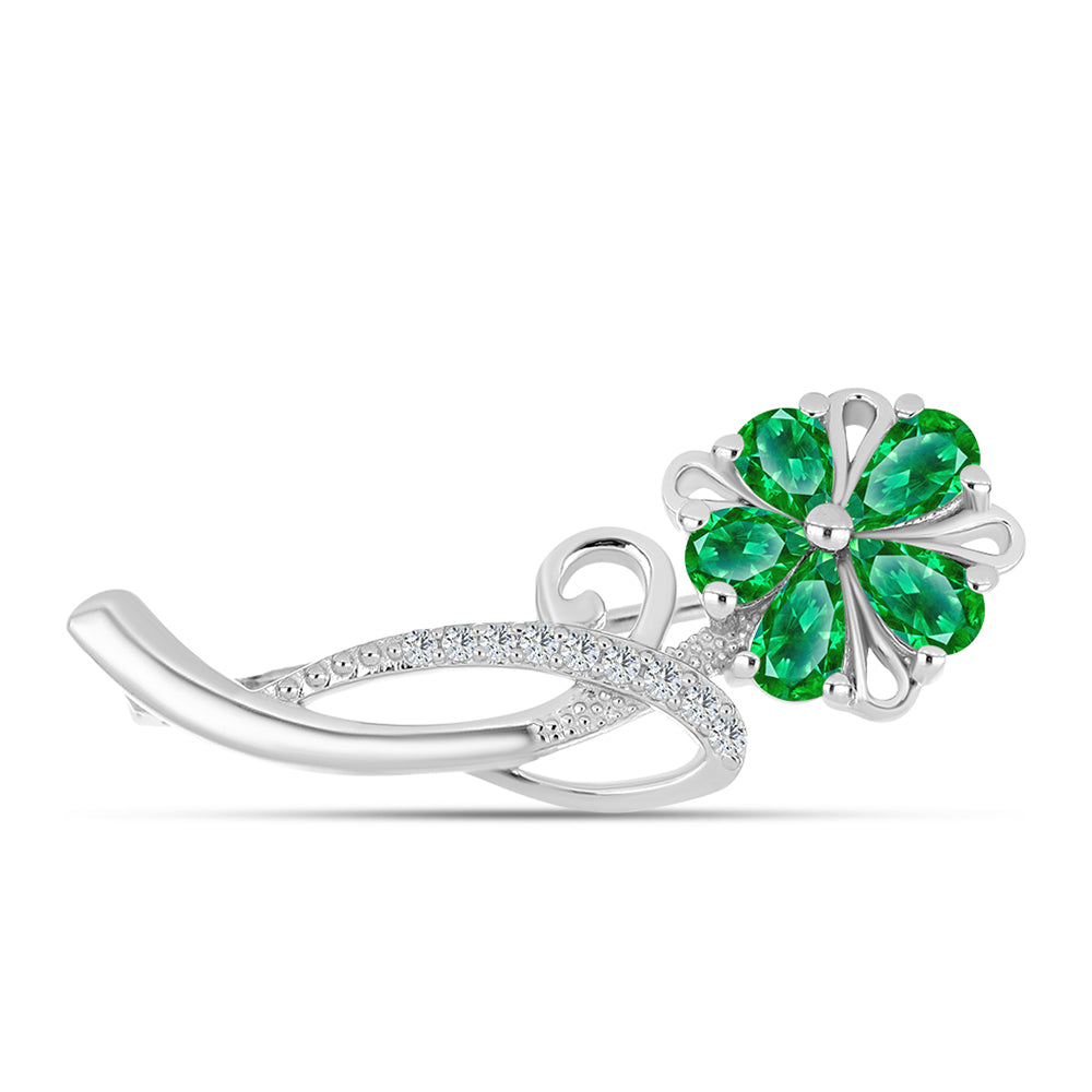 Stříbro 925/1000 - Brož s Kijani Granátem a Bílým Topazem - Karátové číslo: 1.05. přibližná hmotnost: 2.81 gramů