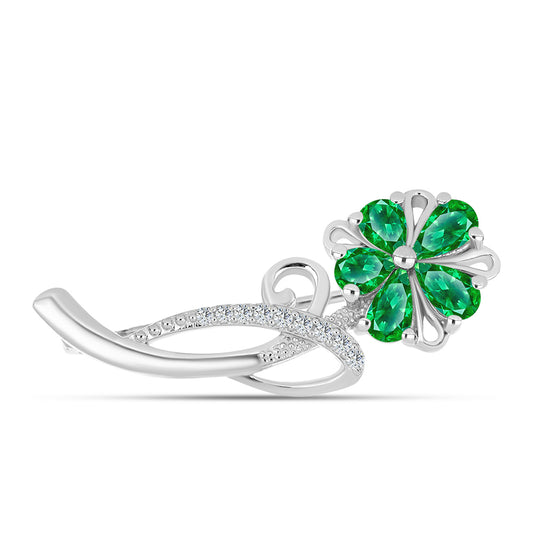 Stříbro 925/1000 - Brož s Kijani Granátem a Bílým Topazem - Karátové číslo: 1.05. přibližná hmotnost: 2.81 gramů