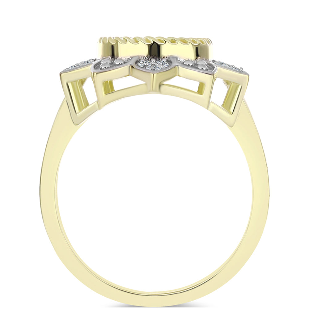 Pozlacené Stříbro 925/1000 - Prsten s Lasturou a Bílým Topazem - Karátové číslo: 1.48. přibližná hmotnost: 4.34 gramů 2 