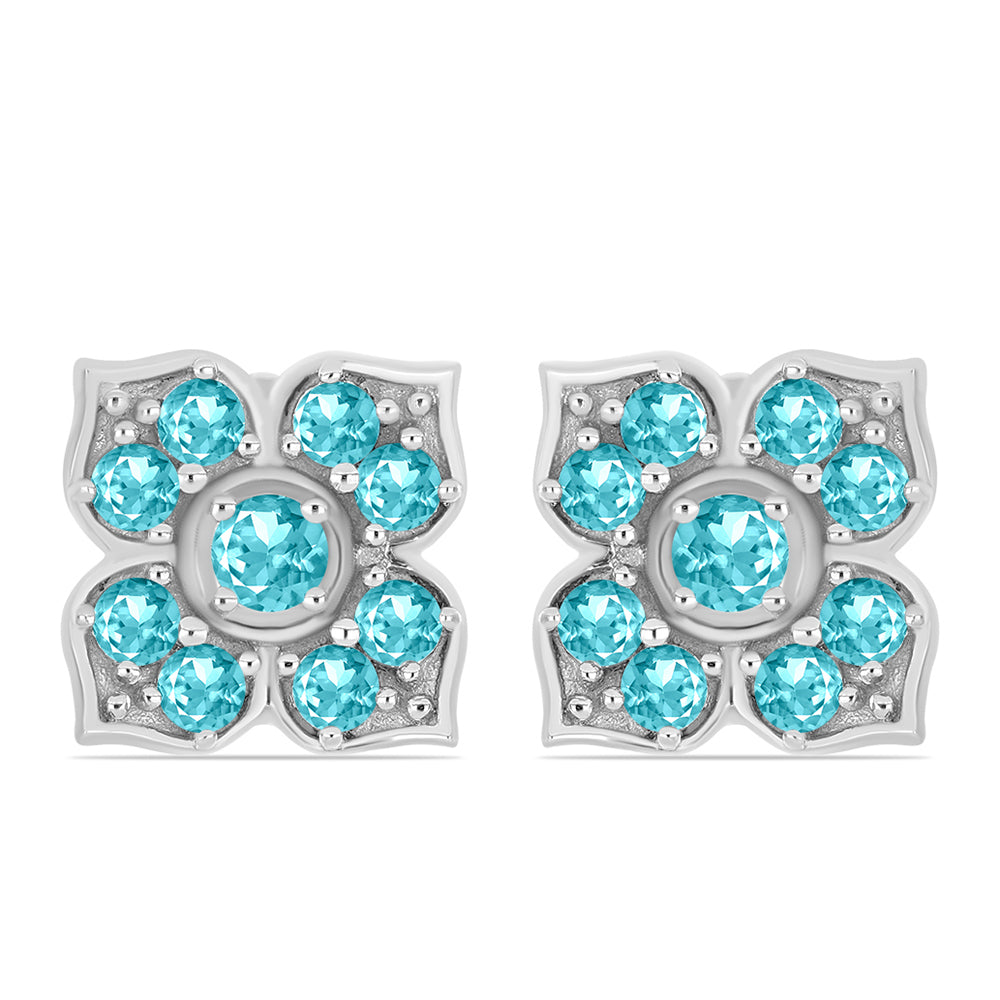 Stříbro 925/1000 - Náušnice s Paraiba Křemenem - Karátové číslo: 2.06. přibližná hmotnost: 5.52 gramů 1 