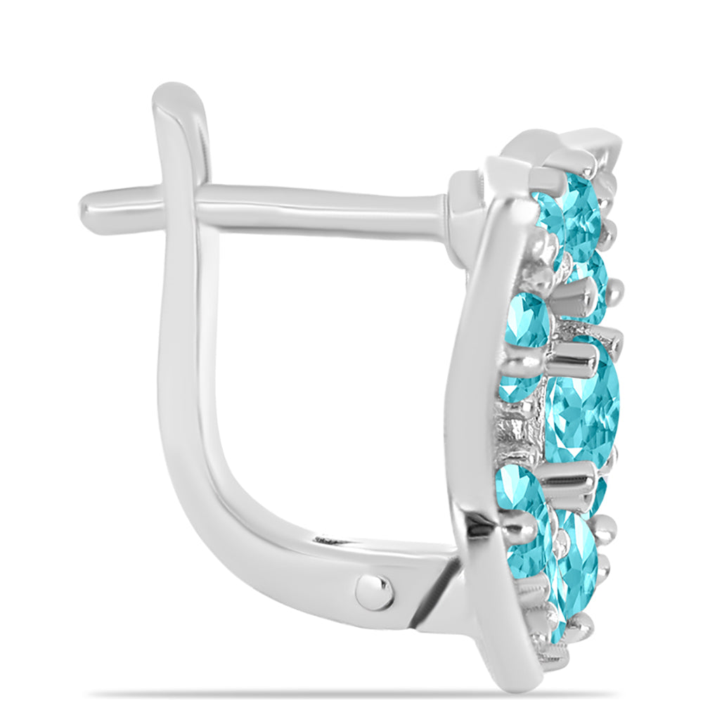 Stříbro 925/1000 - Náušnice s Paraiba Křemenem - Karátové číslo: 2.06. přibližná hmotnost: 5.52 gramů 2 
