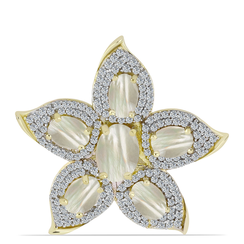 Pozlacené Stříbro 925/1000 - Brož s Lasturou - Karátové číslo: 4.14. přibližná hmotnost: 5.6 gramů