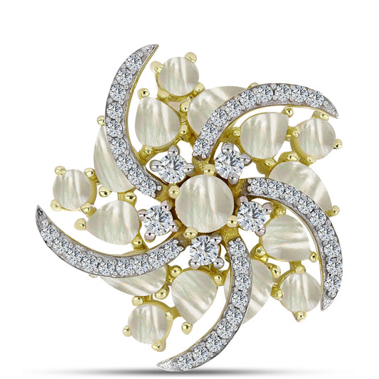 Pozlacené Stříbro 925/1000 - Brož s Lasturou - Karátové číslo: 3.19. přibližná hmotnost: 4.38 gramů