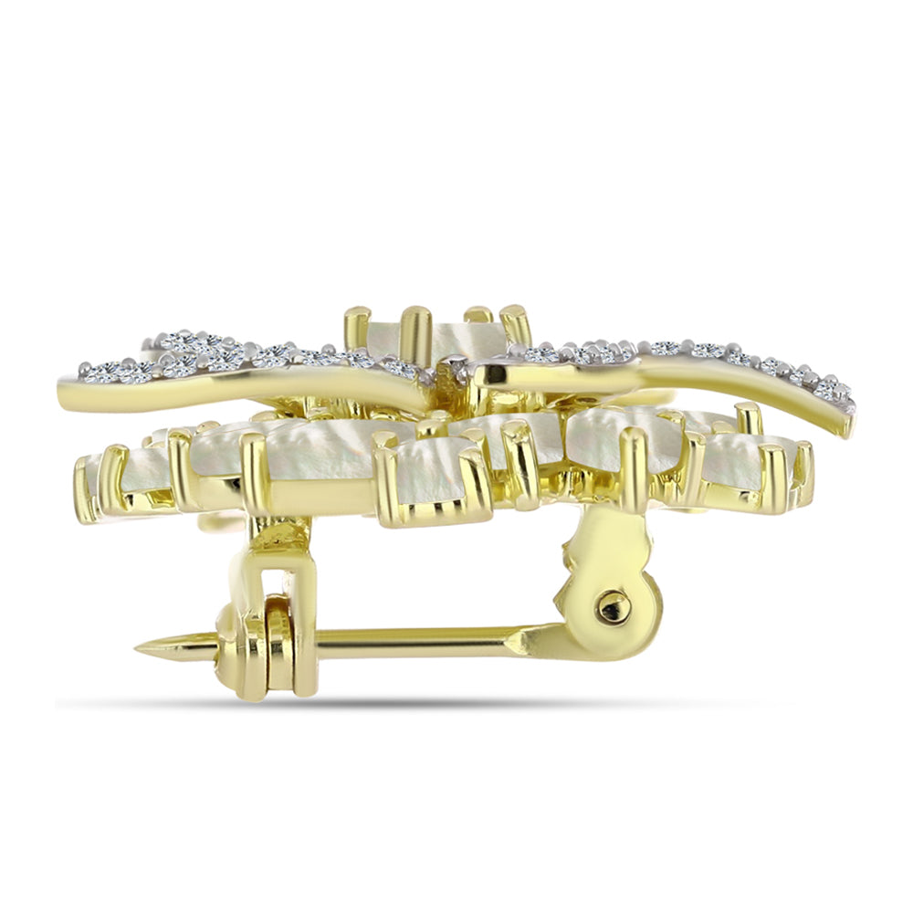 Pozlacené Stříbro 925/1000 - Brož s Lasturou - Karátové číslo: 3.19. přibližná hmotnost: 4.38 gramů 2 