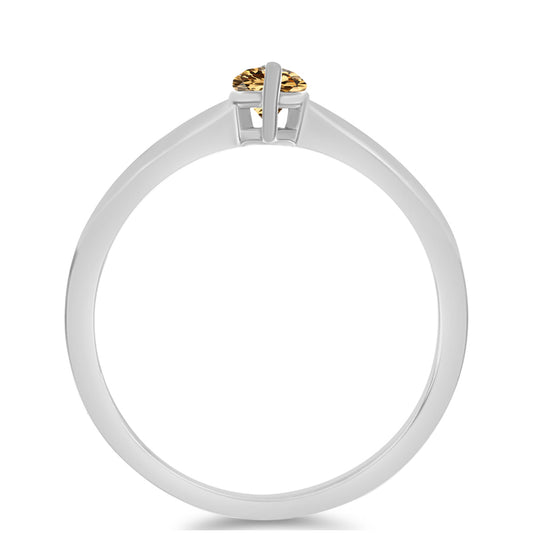 Stříbro 925/1000 - Prsten se Šampaňským Moissanitem - Karátové číslo: 0.53. přibližná hmotnost: 1.75 gramů