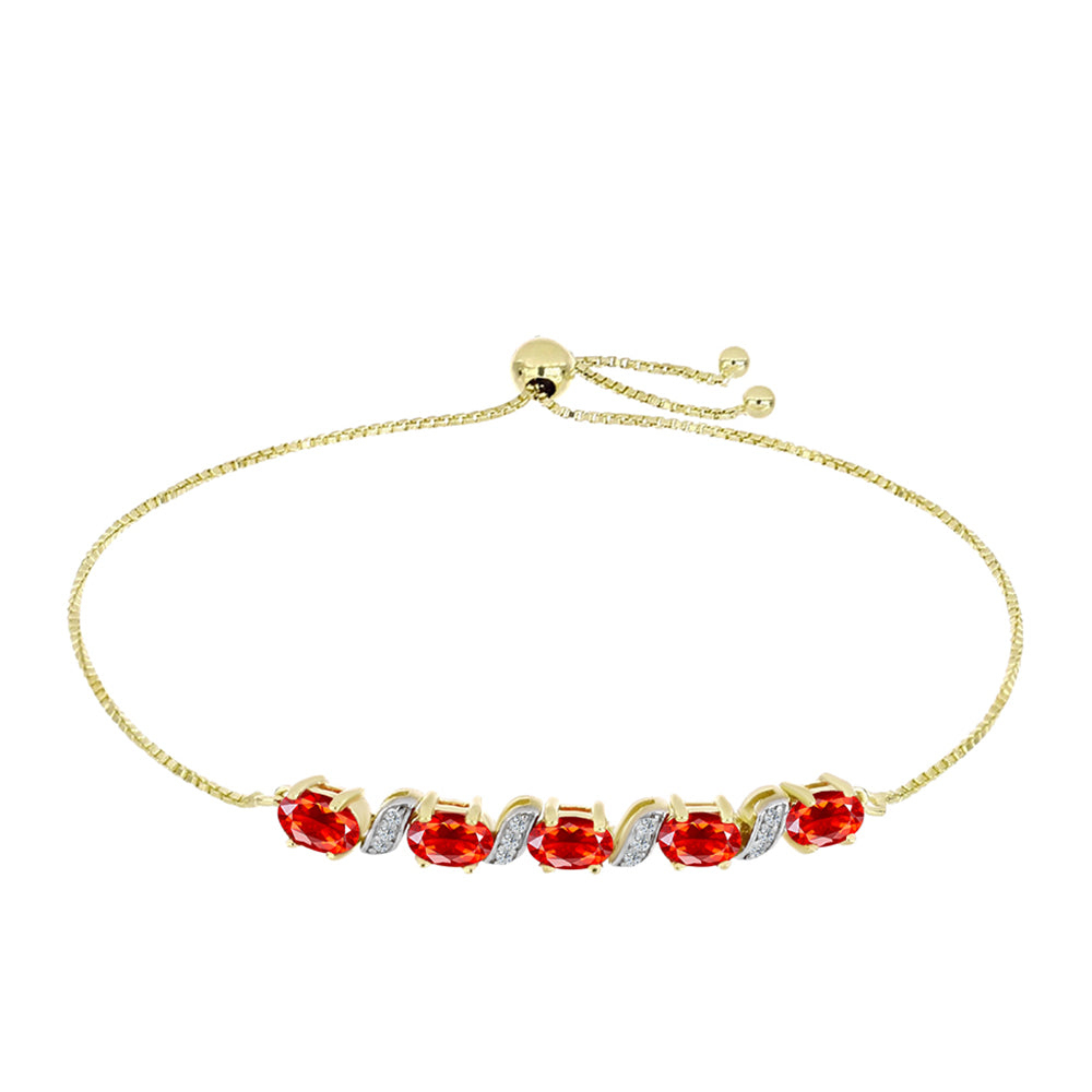 Pozlacené Stříbro 925/1000 - Náramek s Etiopským Červeným Opálem z Lega Dembi a Bílým Topazem - Karátové číslo: 1.52. přibližná hmotnost: 4.97 gramů