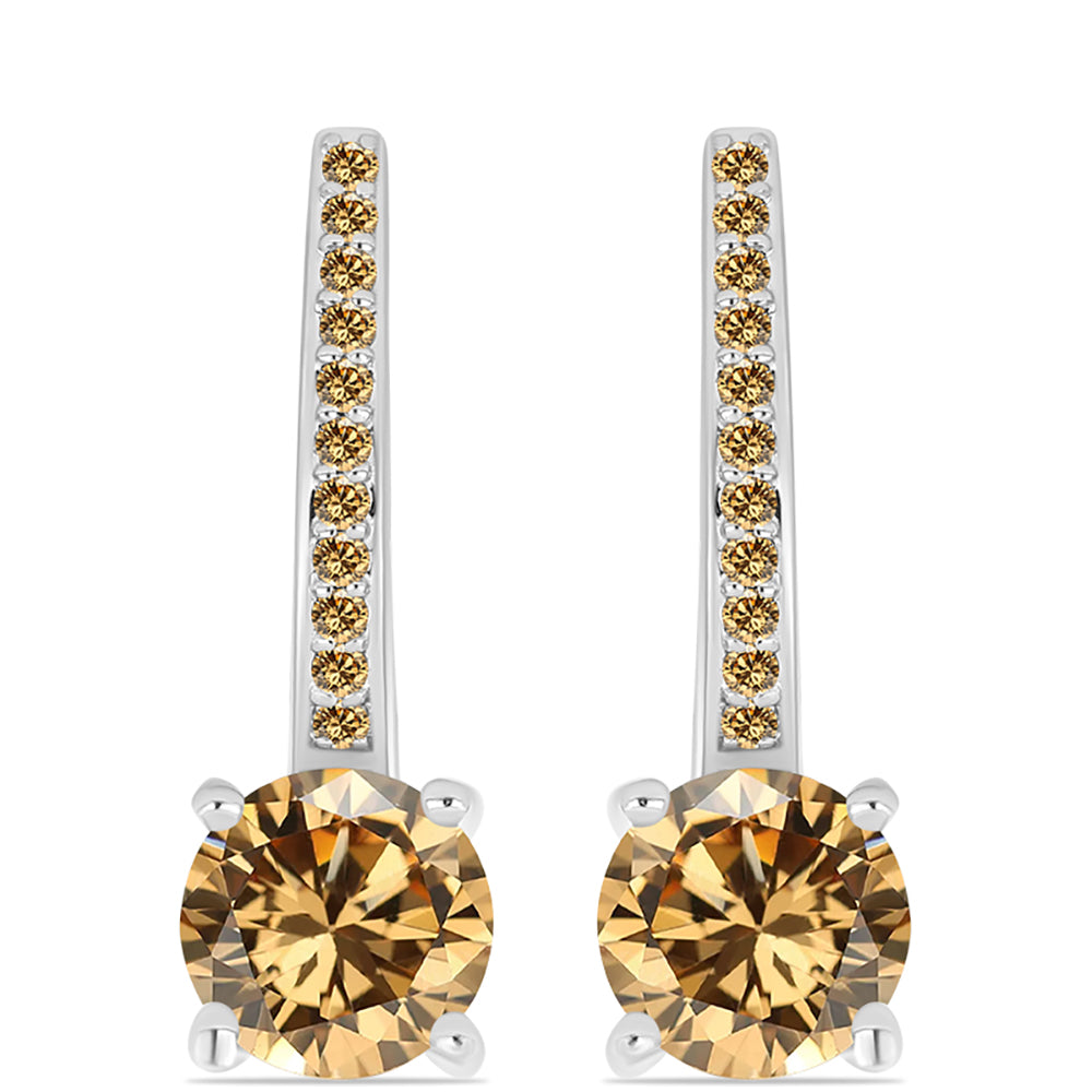 Stříbro 925/1000 - Náušnice se Šampaňským Moissanitem - Karátové číslo: 2.57. přibližná hmotnost: 3.51 gramů 1 