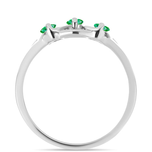 Stříbro 925/1000 - Prsten s Kijani Granátem a Bílým Topazem - Karátové číslo: 0.57. přibližná hmotnost: 2.94 gramů