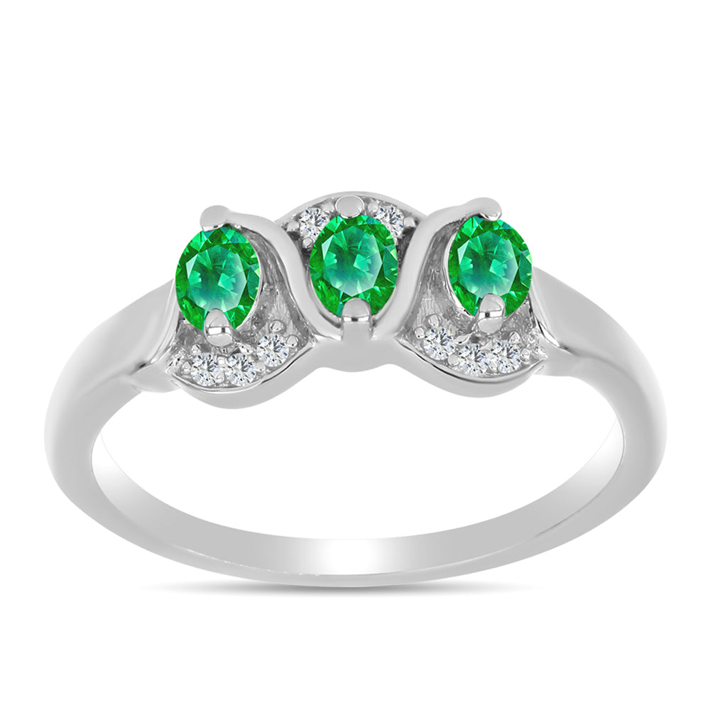 Stříbro 925/1000 - Prsten s Kijani Granátem a Bílým Topazem - Karátové číslo: 0.57. přibližná hmotnost: 2.94 gramů 3 