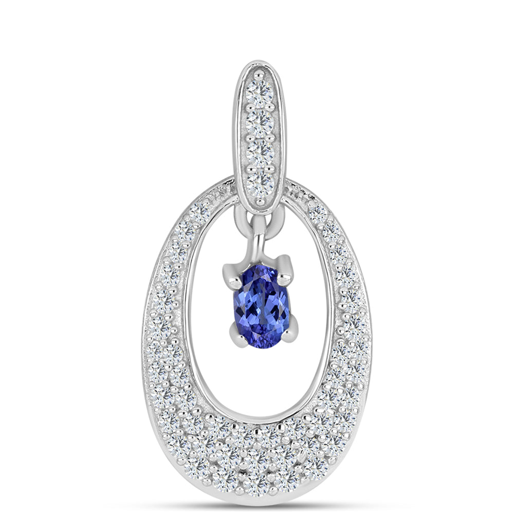 Stříbro 925/1000 - Přívěsek s AAA Tanzanitem a Bílým Topazem - Karátové číslo: 0.73. přibližná hmotnost: 1.57 gramů 1 