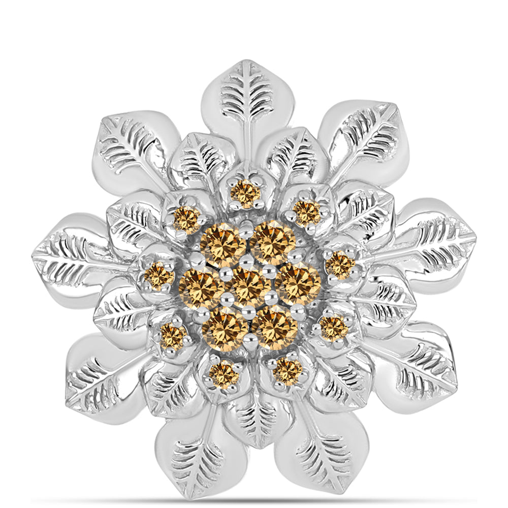 Stříbro 925/1000 - Brož se Šampaňským Moissanitem - Karátové číslo: 0.32. přibližná hmotnost: 4.59 gramů 1 