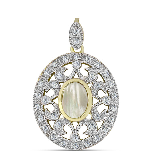 Pozlacené Stříbro 925/1000 - Přívěsek s Lasturou a Bílým Topazem - Karátové číslo: 1.18. přibližná hmotnost: 2.77 gramů