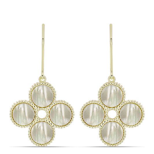 Pozlacené Stříbro 925/1000 - Náušnice s Lasturou - Karátové číslo: 10.28. přibližná hmotnost: 8.77 gramů